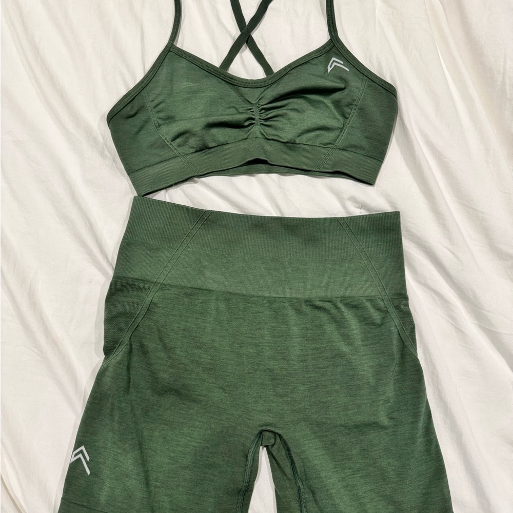 Oner Active Green Athletic Shorts and Bra Set